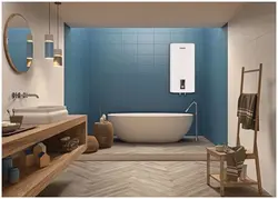 Bath design with blue floor