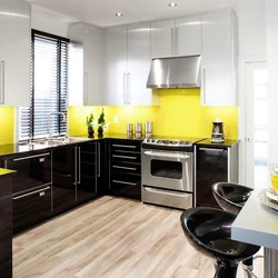 Yellow gray kitchen photo