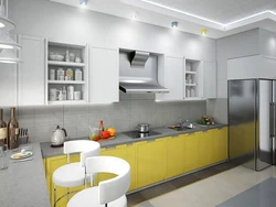 Yellow gray kitchen photo