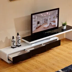 Bedside tables in the living room for TV in a modern style photo