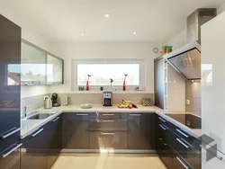 U-Shaped Kitchen Design With A Window In The Middle