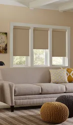 Roller blinds in the living room interior