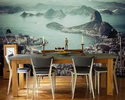 Photo wallpaper increases the space in the kitchen