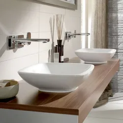 Washbasin On The Countertop In The Bath Photo