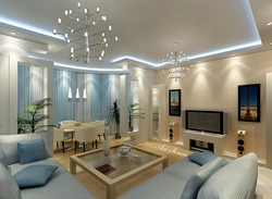 Ceiling lighting in the living room design photo