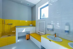 Дызайн ваннай жоўты з сінім
