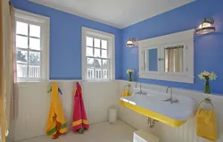 Дизайн ванной желтый с синим