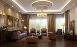 Photo of ceilings in a living room in a classic style