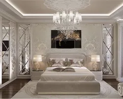 Mirror panel in the bedroom interior photo