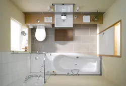 Bathtub combined with toilet with window photo
