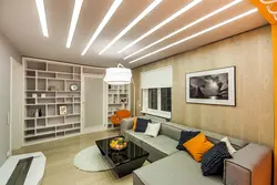 Living room ceiling design with light lines