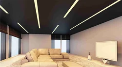 Living room ceiling design with light lines