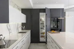 Built-In Refrigerator In The Kitchen Interior Photo