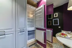 Встроенный холодильник в интерьере кухни фото