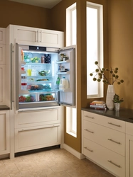 Built-In Refrigerator In The Kitchen Interior Photo