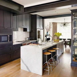 Kitchen interior with island apartment