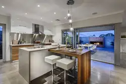 Kitchen interior with island apartment