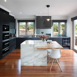 Kitchen interior with island apartment