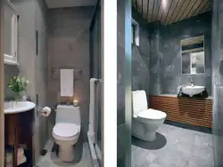 Interior of a toilet with a sink without a bathtub