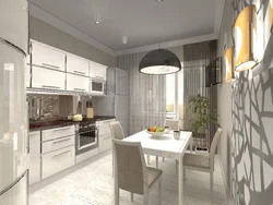 Kitchen design 12 meters with access to the balcony