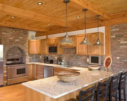 Wooden house kitchen room design