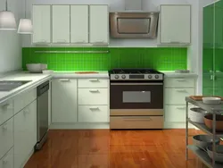Kitchen design with green tiles