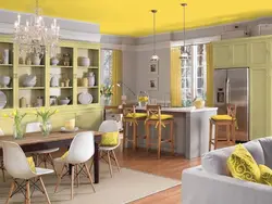 Kitchen Interior With Yellow Walls Photo