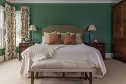 Бэжава зялёны колер у інтэр'еры спальні