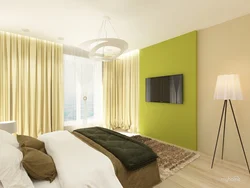 Бэжава зялёны колер у інтэр'еры спальні