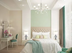 Beige green color in the bedroom interior