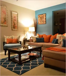 Blue And Orange In The Living Room Interior