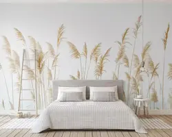 Wallpaper With Feathers In The Bedroom Interior