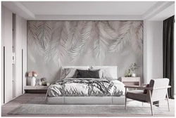 Wallpaper With Feathers In The Bedroom Interior