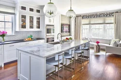 Kitchen Interior With Island And Sofa