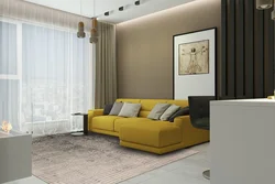 Photo Of A Living Room With A Mustard-Colored Sofa