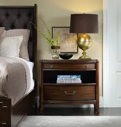 Bedside tables in the bedroom made of wood photo