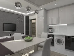 Black And Gray Kitchen Living Room Design