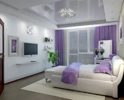 Bedroom design in lilac tones