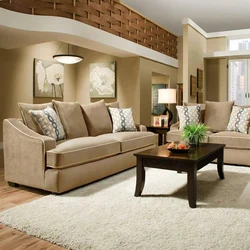 Color combination brown beige in the living room interior