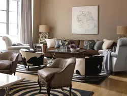 Color combination brown beige in the living room interior