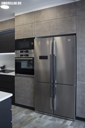 Two-Door Refrigerator In The Interior Of A Modern Kitchen