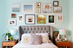 Bedroom design with paintings on the wall