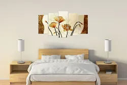 Bedroom design with paintings on the wall