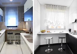 Design of a small kitchen with a window in an apartment