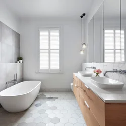 Bath design with gray floor