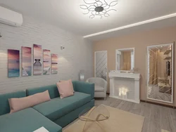 Living room design 17 m with balcony