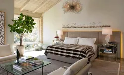 Bedroom interior with indoor plants