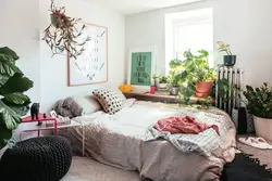 Bedroom interior with indoor plants