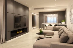 Interior design of living room at home photo