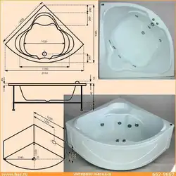 Кутнія ванны памеры дызайн